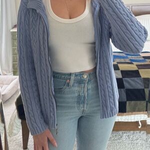 Sky Blue Cable Knit Cardigan
